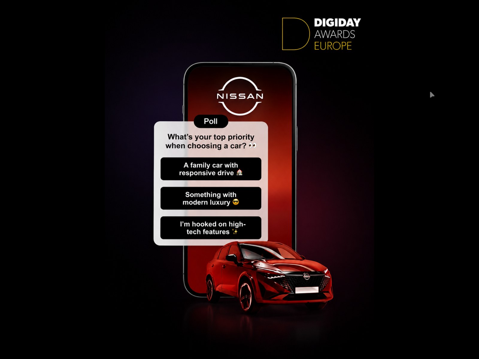 Nissan Qashqai conversational poll ad creative